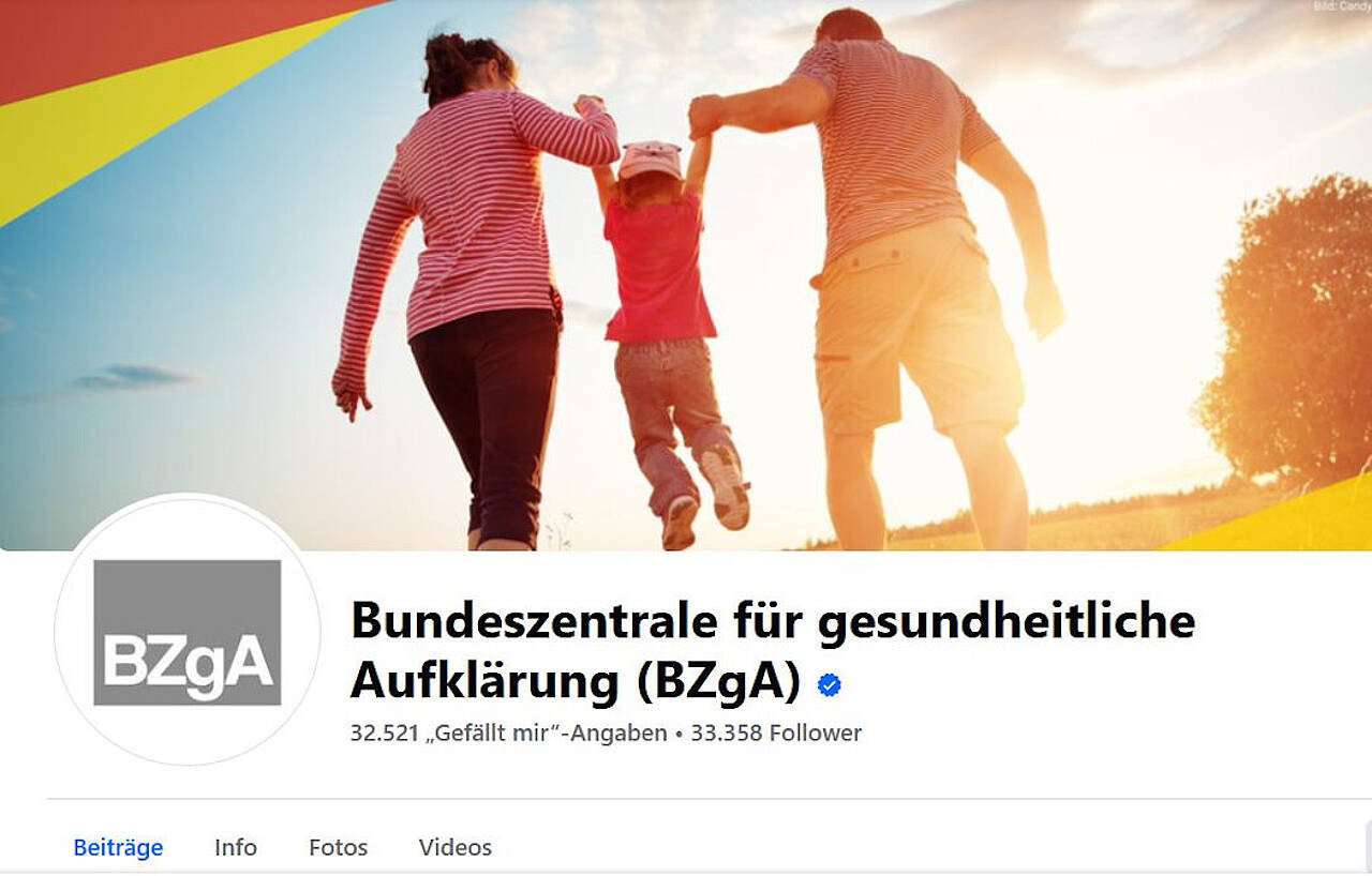 Screenshot des BZgA-Facebook-Kanals