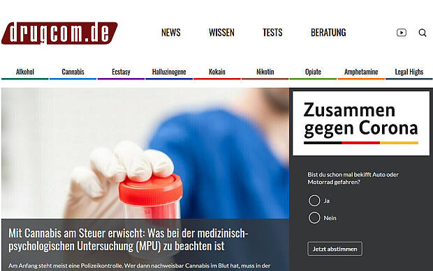 Screenshot von www.drugcom.de
