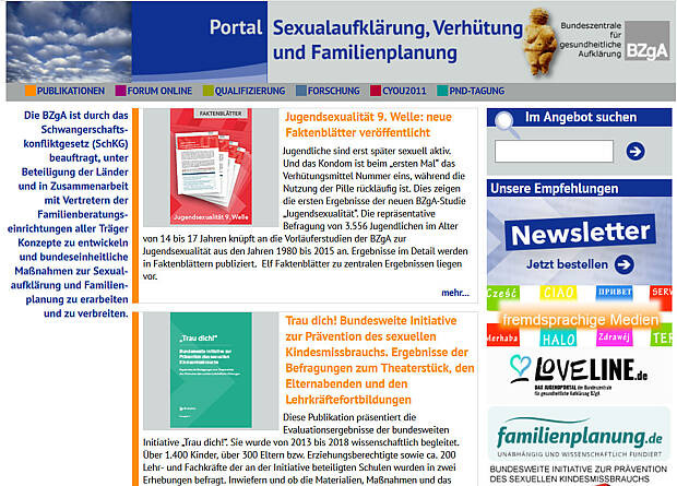 Screenshot für www.sexualaufklaerung.de