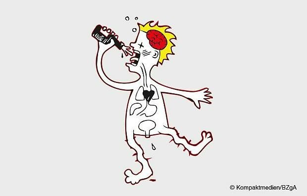 Karikatur einer Figur, die Alkohol trinkt