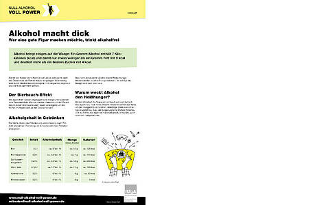 Infoblatt: Alkohol macht dick