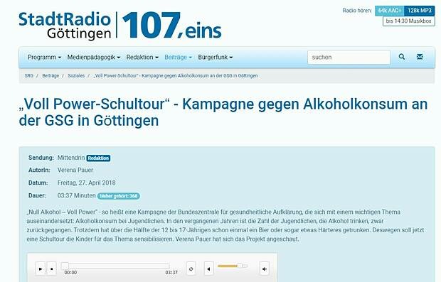 Screenshot Stadtradio Göttingen