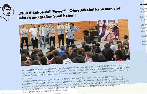 Screenshot der Schulhomepage