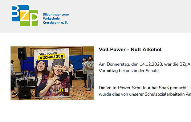 Screenshot der Homepage