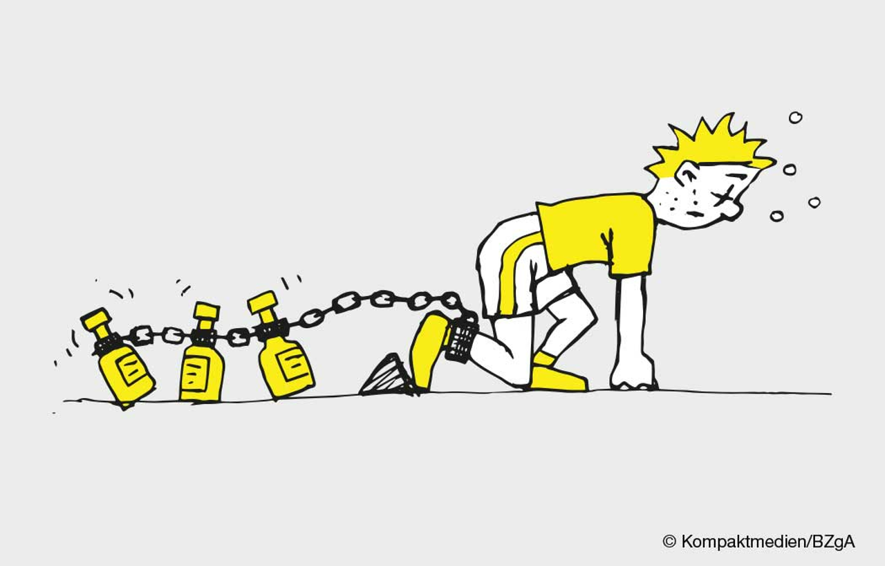 Karikatur: Alkoho lmacht unsportlich