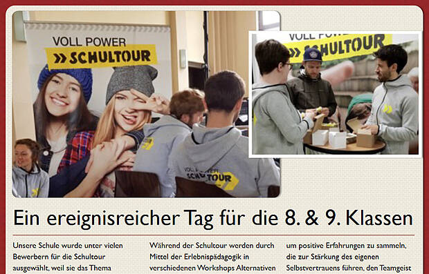 Screenshot von der Schulhomepage