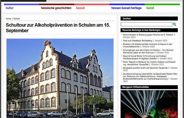 Screenshot der Homepage