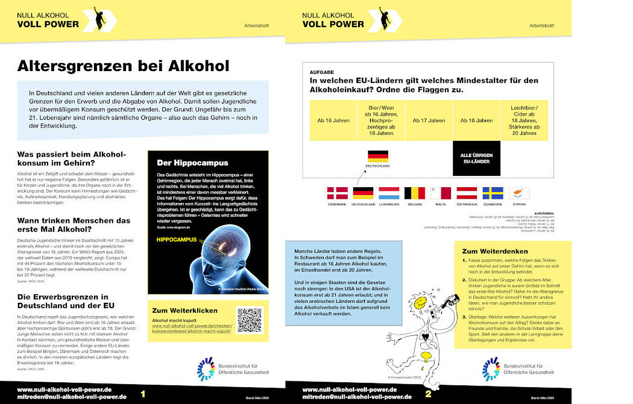Arbeitsblatt: Altersgrenzen bei Alkohol