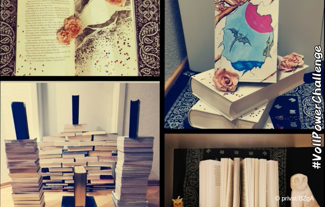 Collage mit Fotos von schön arrangierten Büchern. Foto: privat/BZgA.